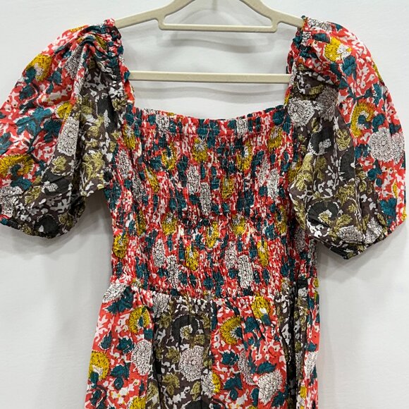 NWT Velvet by Graham & Spencer Taria Floral Smocked Puff Sleeve Mini Dress Small - Picture 7 of 13